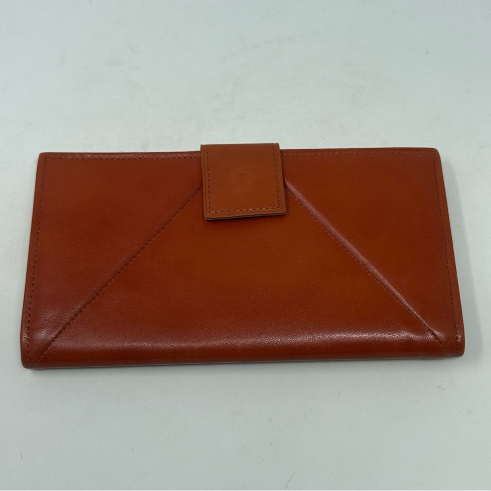 Pierre Cardin Kiss Lock Bi-Fold Wallet Orange Genuine Cowhide Leather Vintage